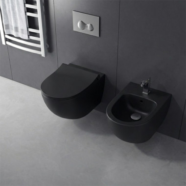 COMPOSIZIONE SENTO WC + BIDET SOSPESO RIMLESS NERO...